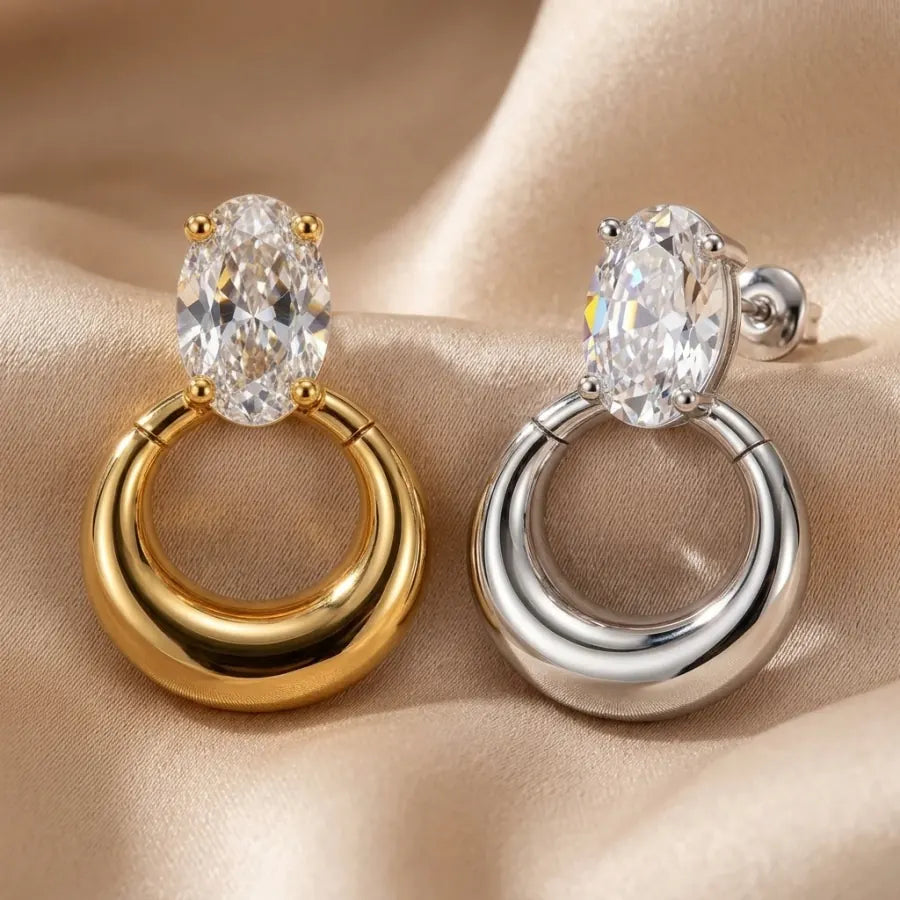 Crystal Hoops Duo - Gold and Silver
