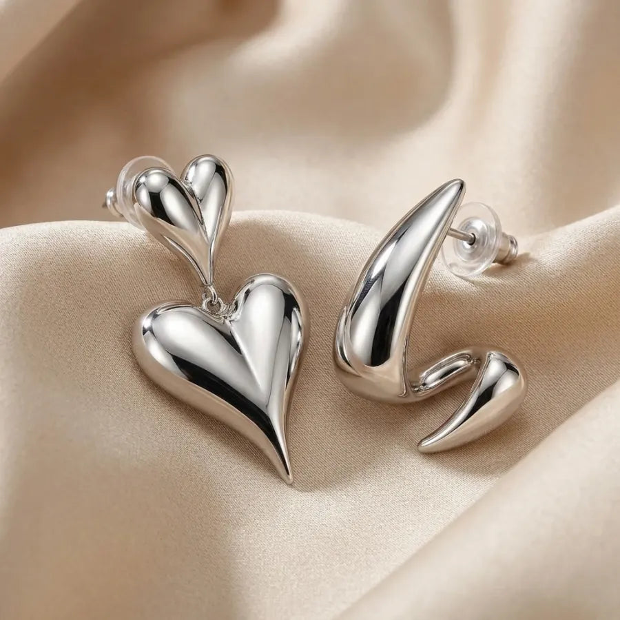 Heart Drop and Spiral Duo - Silver